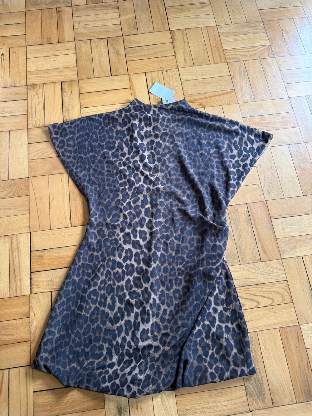 Leopard Print Women’s Draped Mockneck Dress - Brown/Black